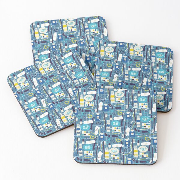 Item preview, Cute toiletries print on blue background designed and sold by kapotka.