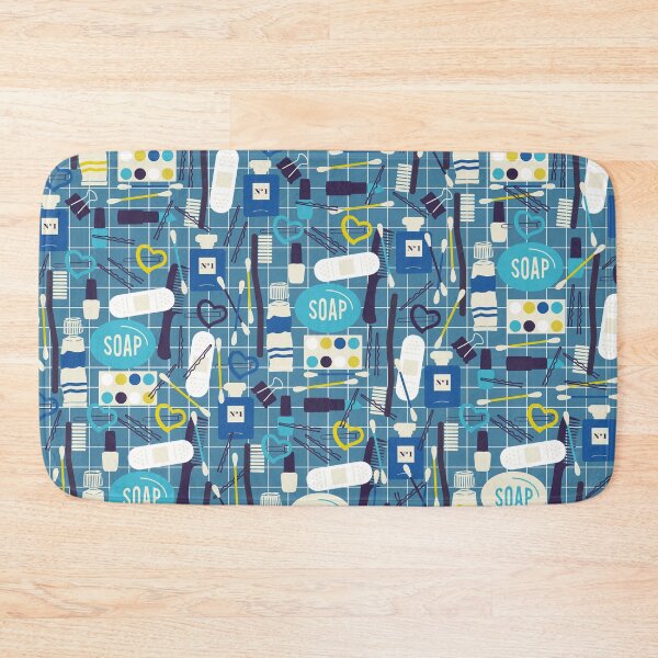 Item preview, Cute toiletries print on blue background designed and sold by kapotka.