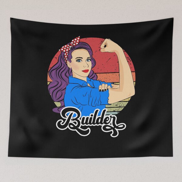 Item preview, Builder Strong Woman Female Retro Vintage designed and sold by ZNOVANNA.