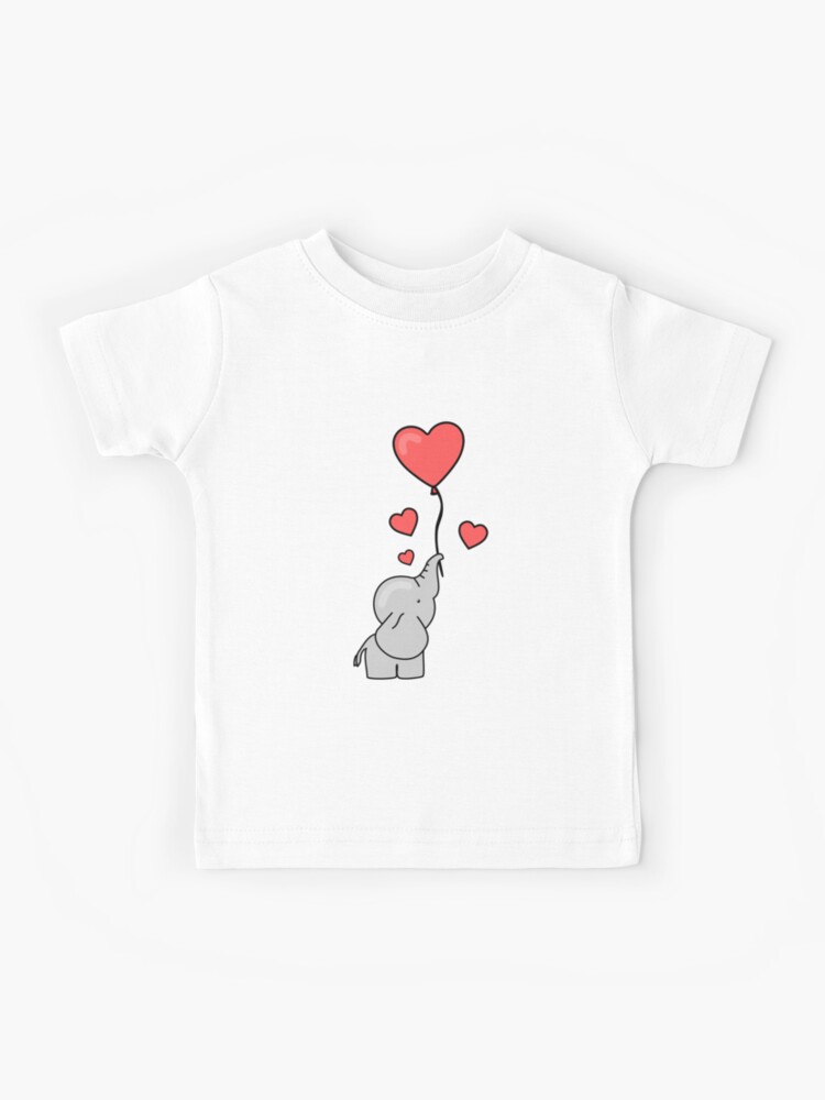 Sweet Little Elephant with Heart Balloon | Kids T-Shirt