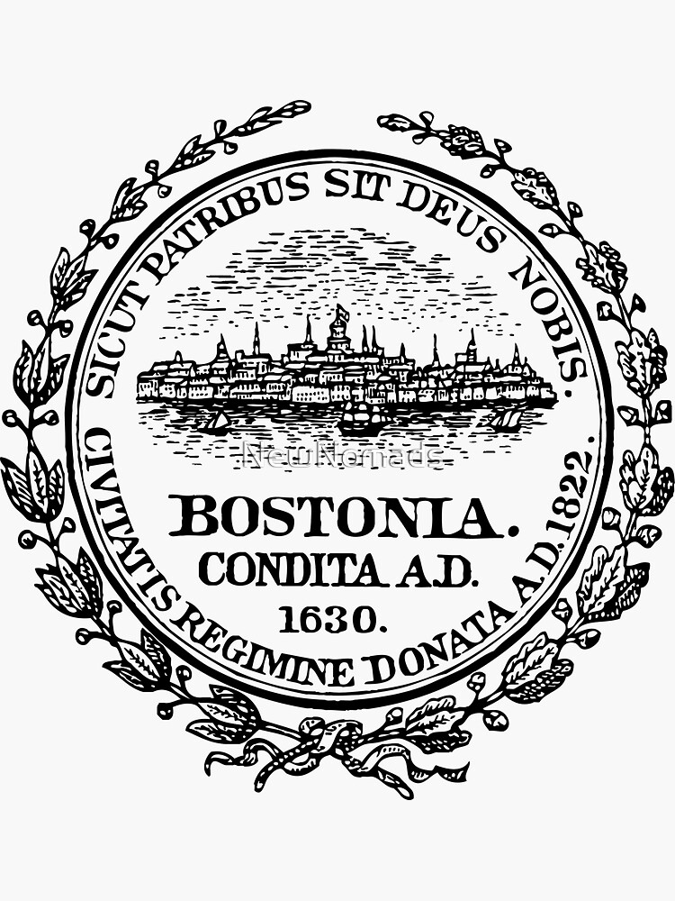 "City of Boston City Seal, Boston Massachusetts in Black" Sticker for Sale by NewNomads