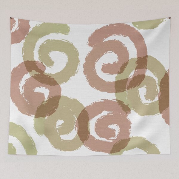 Item preview, Brush Spirals in  Mushroom and Gum Leaf Green designed and sold by JillyBeanDesign.