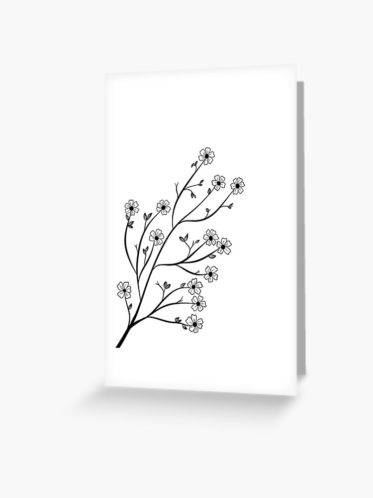 Floral Line Art Drawing in Black - Long Stem Flowers Greeting Card for  Sale by Melody Watson
