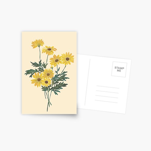 Amazing Vintage Retro Yellow Flowers Sunflowers Postcard