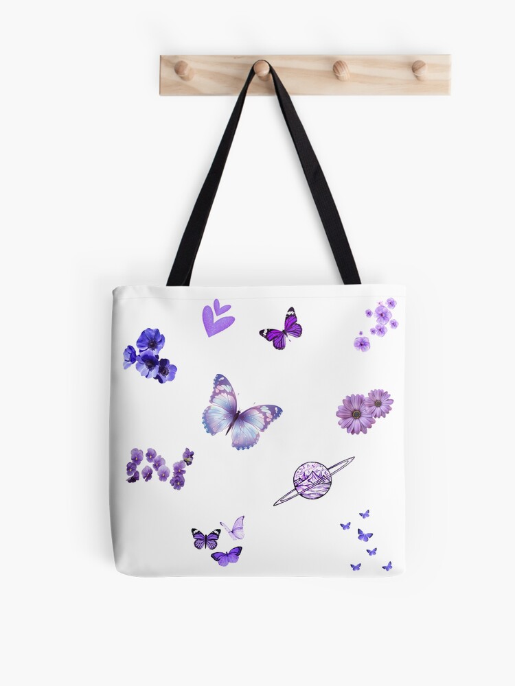 Monarch Butterfly Tote Bag, Purple Flowers Floral Cute Canvas Shopping –  Starcove Fashion