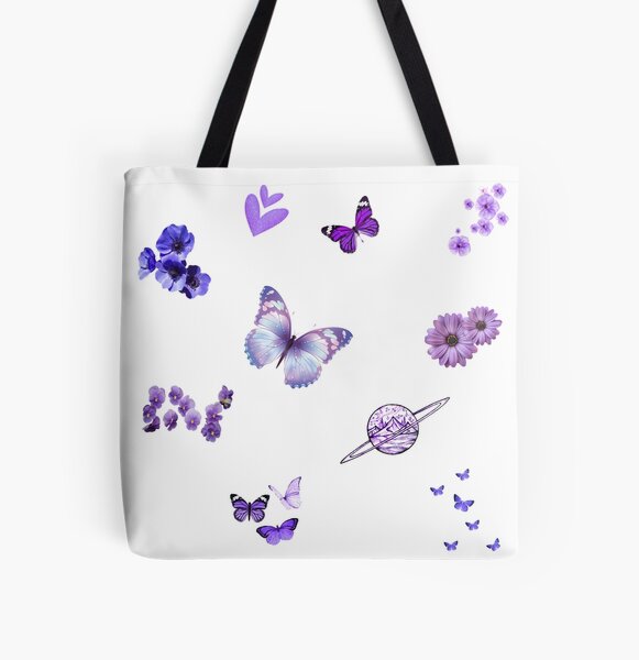 Monarch Butterfly Tote Bag, Purple Flowers Floral Cute Canvas Shopping –  Starcove Fashion