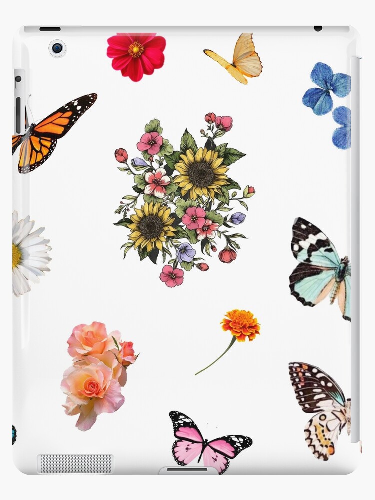 Paquete de calcomanías de mariposas secas con flores aptas para fundas de teléfono de resina Soa 