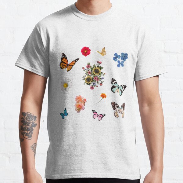 paquete de pegatinas de flores y mariposas Camiseta clásica