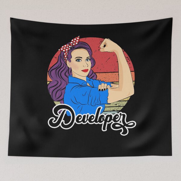 Item preview, Developer Vintage Retro Strong Woman Programmer designed and sold by ZNOVANNA.