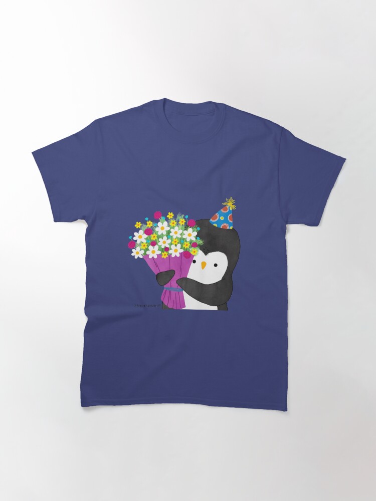 Alternate view of Birthday Penguin with Flowers Classic T-Shirt