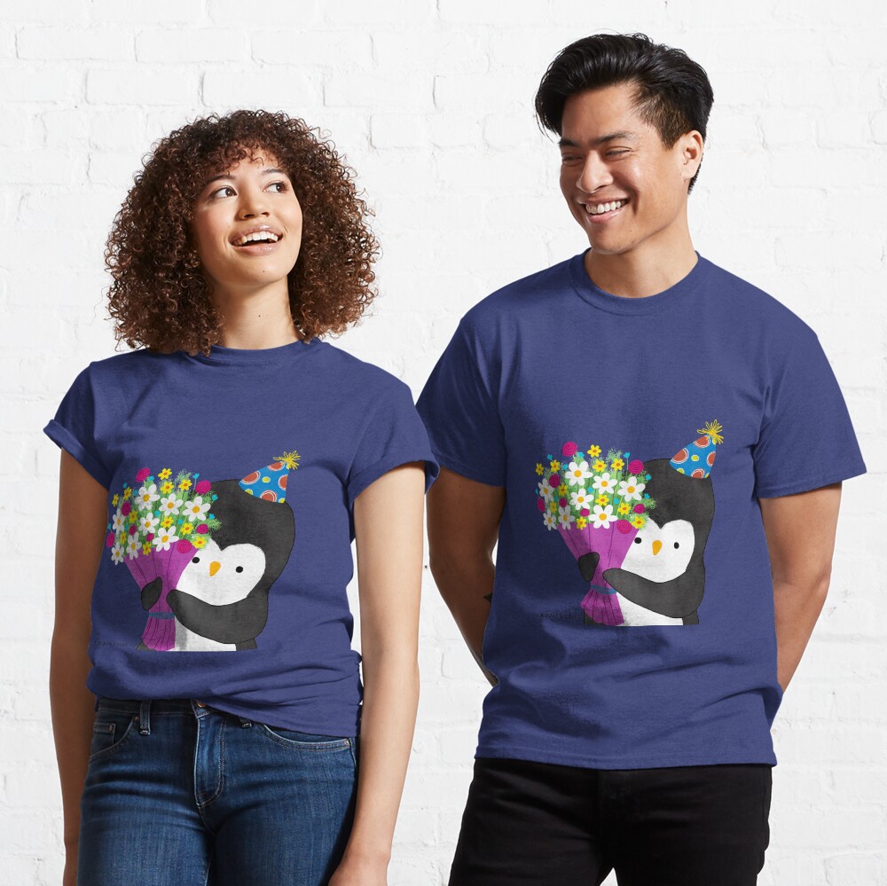 Birthday Penguin with Flowers Classic T-Shirt