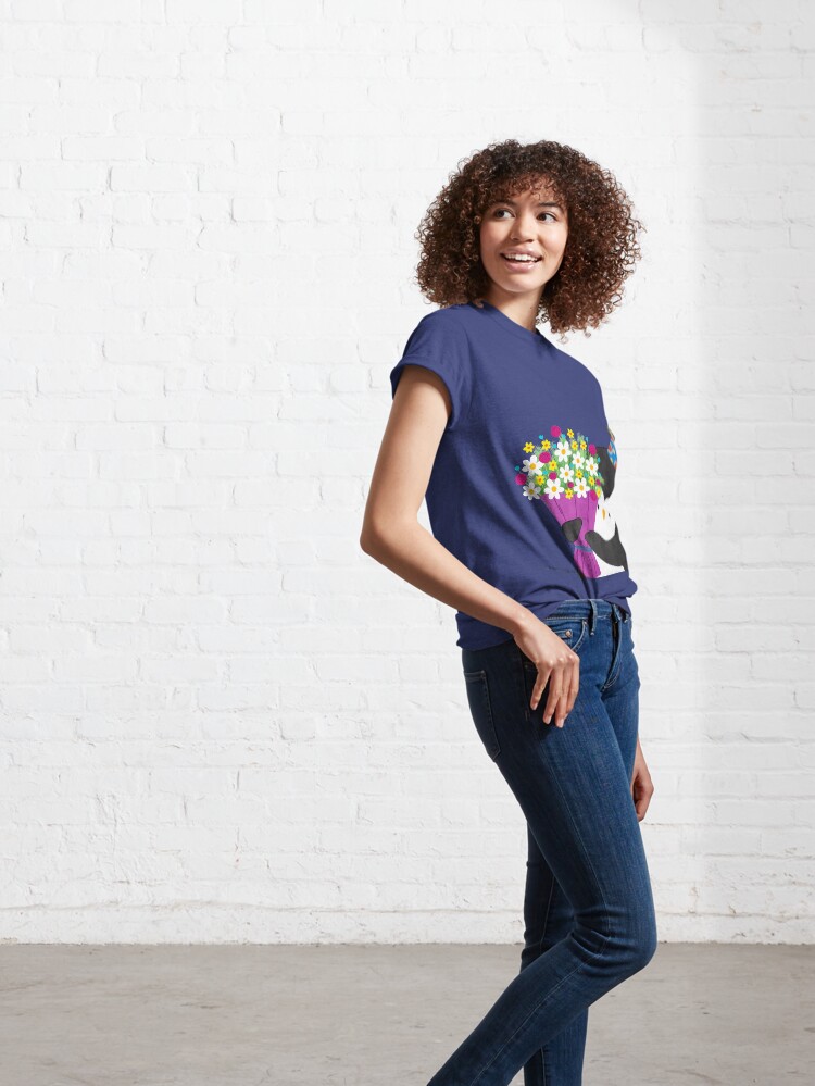 Alternate view of Birthday Penguin with Flowers Classic T-Shirt
