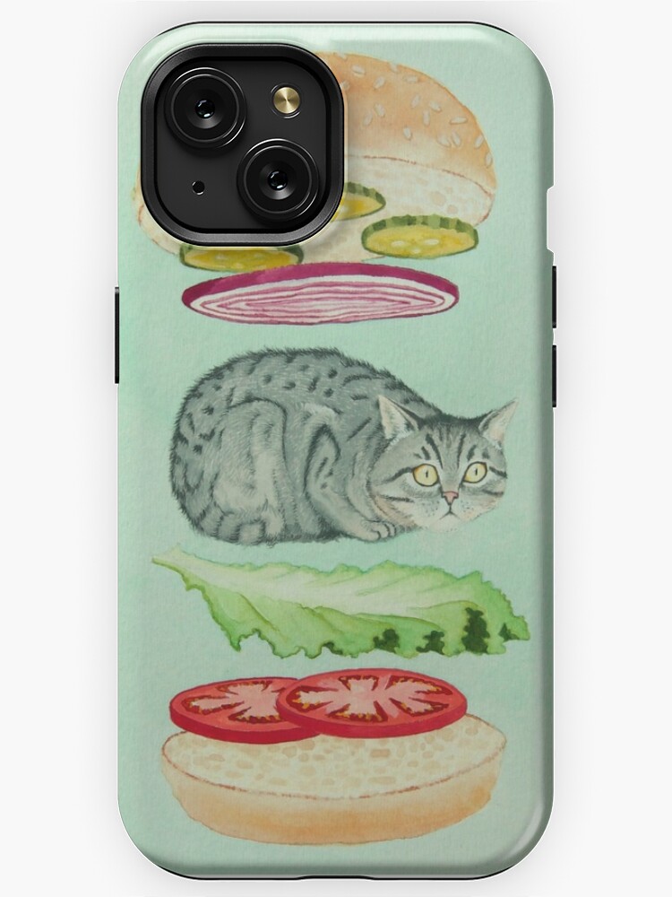 Funda de iPhone con la obra Catsup - Cat Burger Delight!, diseñada y vendida por catshrine