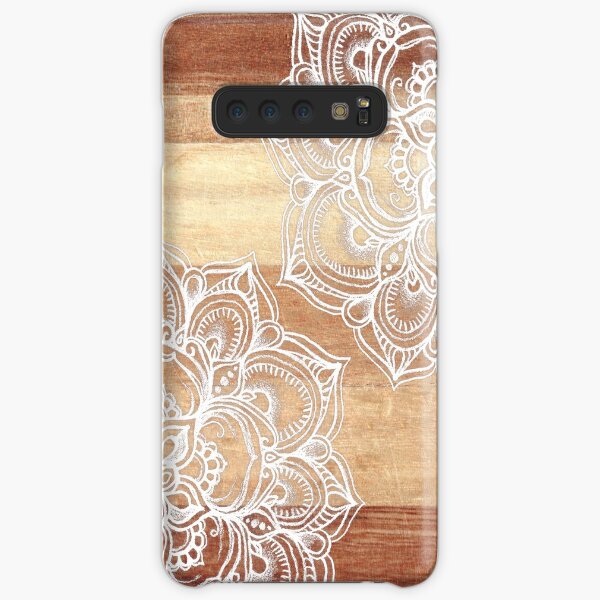 White Doodles on Blonde Wood Samsung Galaxy Snap Case