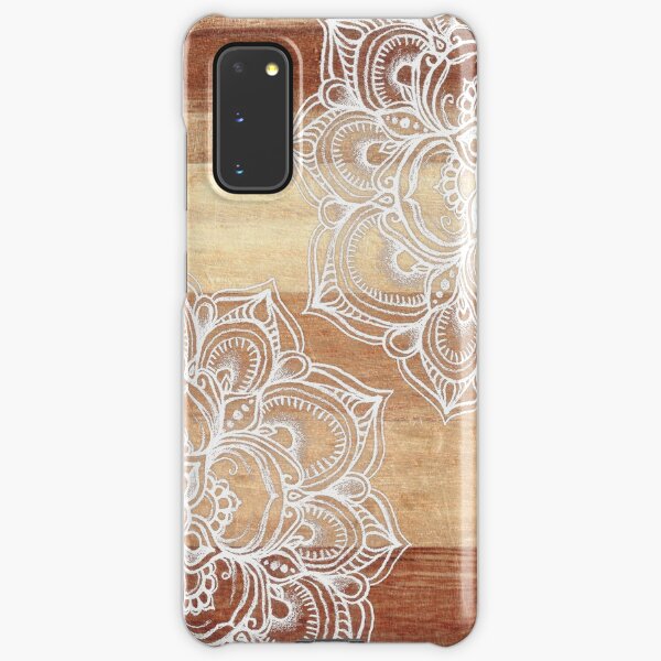 White Doodles on Blonde Wood Samsung Galaxy Snap Case