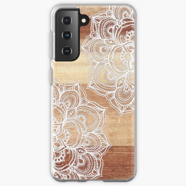 White Doodles on Blonde Wood Samsung Galaxy Soft Case