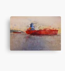 Freighters, watercolor on paper Canvas Print