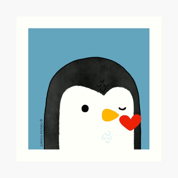 Penguin Kiss Emoji Art Print