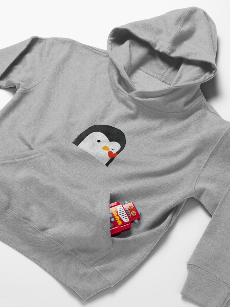 Alternate view of Penguin Kiss Emoji Kids Pullover Hoodie