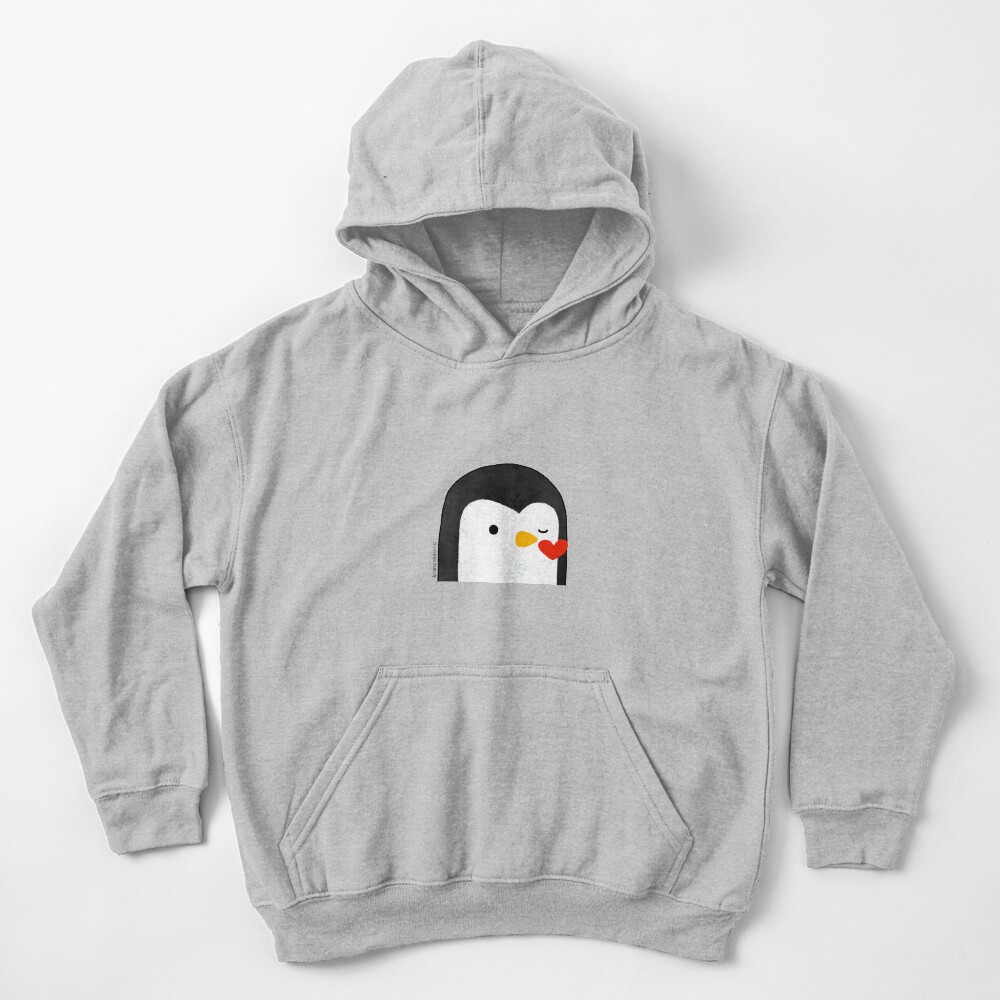 Penguin Kiss Emoji Kids Pullover Hoodie