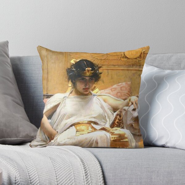 Egypt. Egyptian. Queen. Cleopatra, John William Waterhouse. Throw Pillow
