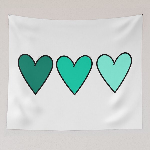 Item preview, Cute aesthetic teal ombre hearts designed and sold by Robyn18.