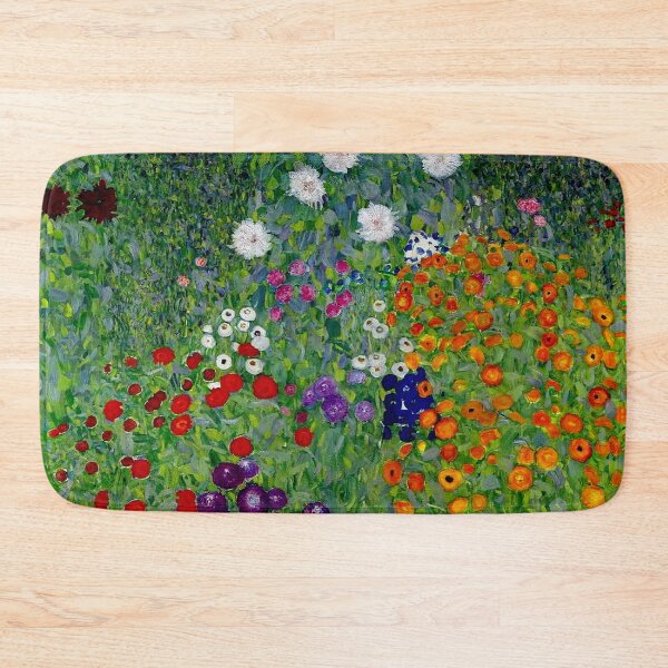 GUSTAV KLIMT : Vintage 1918 Bauerngarten Flower Garden Print Bath Mat