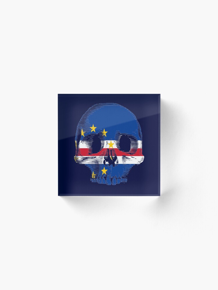 Alternate view of Cape Verde Flag Skull Distressed Vintage Retro Acrylic Block