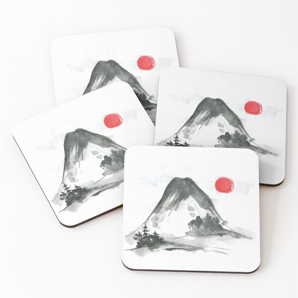 Item preview, Japanese Mountain with Red Sun designed and sold by AnastasiaDesign.