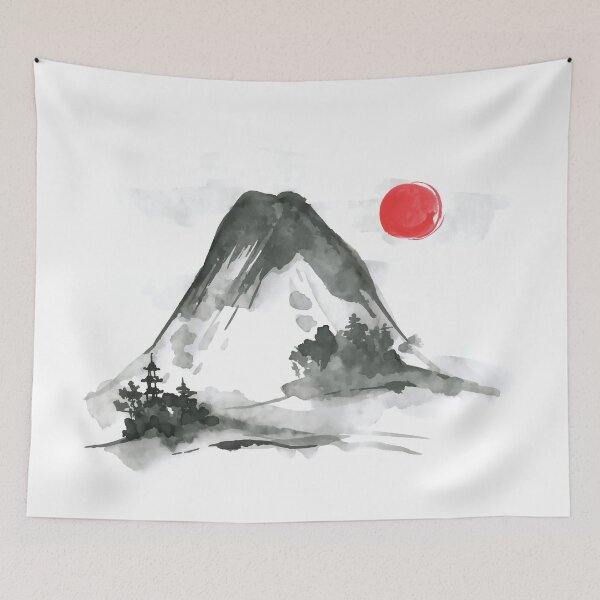 Item preview, Japanese Mountain with Red Sun designed and sold by AnastasiaDesign.