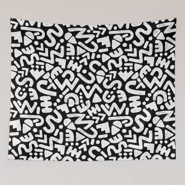 Item preview, Abstract 80s inspired pattern 04 black/white designed and sold by MamSelle.
