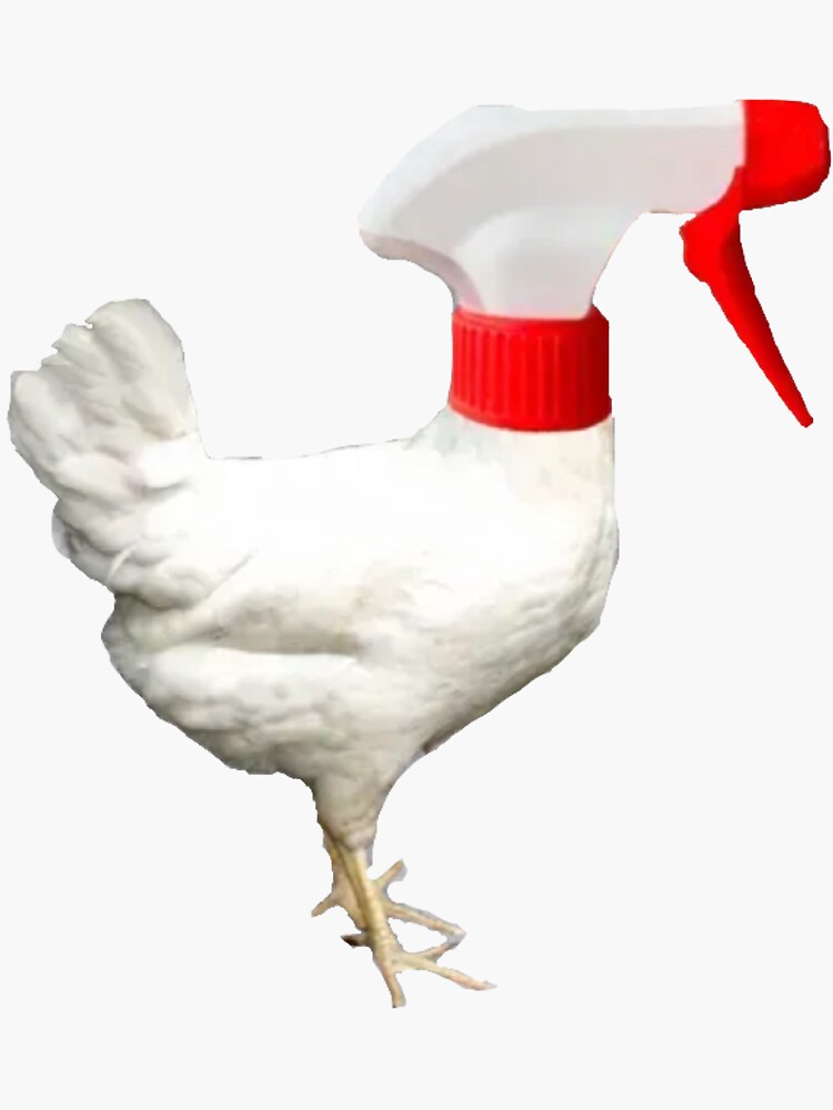 "Chicken with Spray Bottle Head" Sticker for Sale by lhudson2022