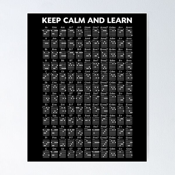 Item preview, Keep calm and learn guitar chords chart designed and sold by taddd.