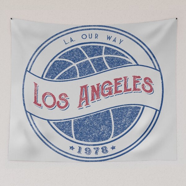 Item preview, Los Angeles basketball vintage logo white designed and sold by KMA Home Design.