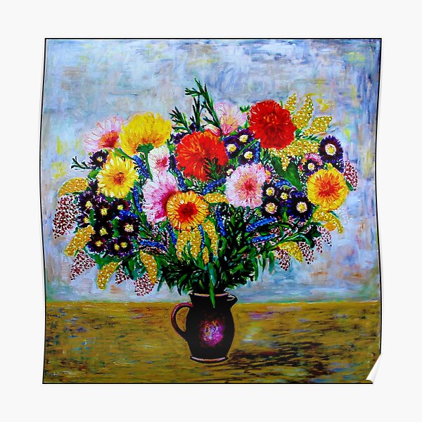 GUSTAV KLIMT : Vintage Flower Floral Arrangement Painting Print Poster