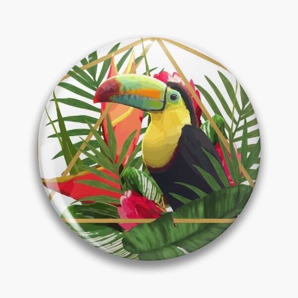 Item preview, Bold Golden Geometric Tropical Bouquet With Toucan designed and sold by oursunnycdays.