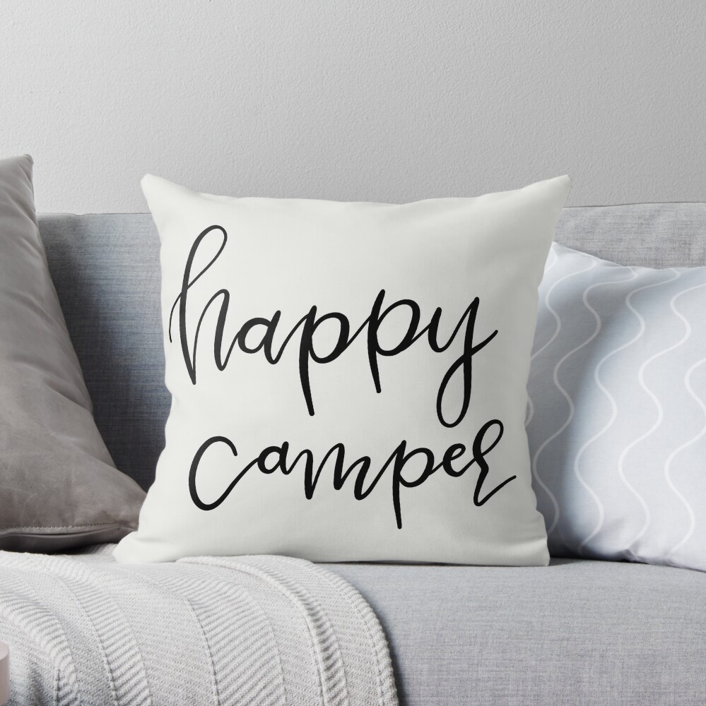 happy camper throw pillow