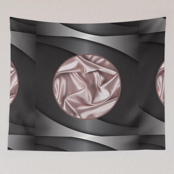 Item preview, Pink Peach Folded Fabric Satin Silk Black Abstract Textures Pattern designed and sold by NoGrayDays1.
