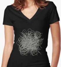 Black and white tangled wires Women's Fitted V-Neck T-Shirt