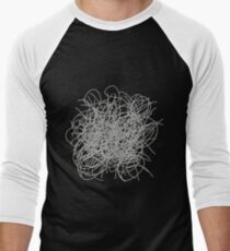 Black and white tangled wires Men's Baseball ¾ T-Shirt