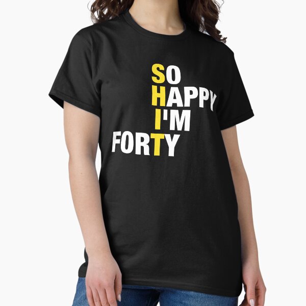 Vista previa del artículo con la obra «Estoy muy feliz de tener cuarenta años, divertida camiseta de regalo de 40 cumpleaños», diseñado y vendido por Vintagemashup.