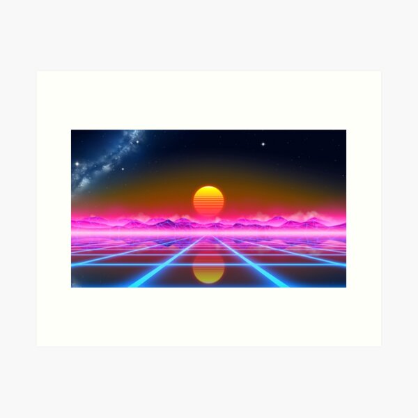 Synthwave landscape Art Print
