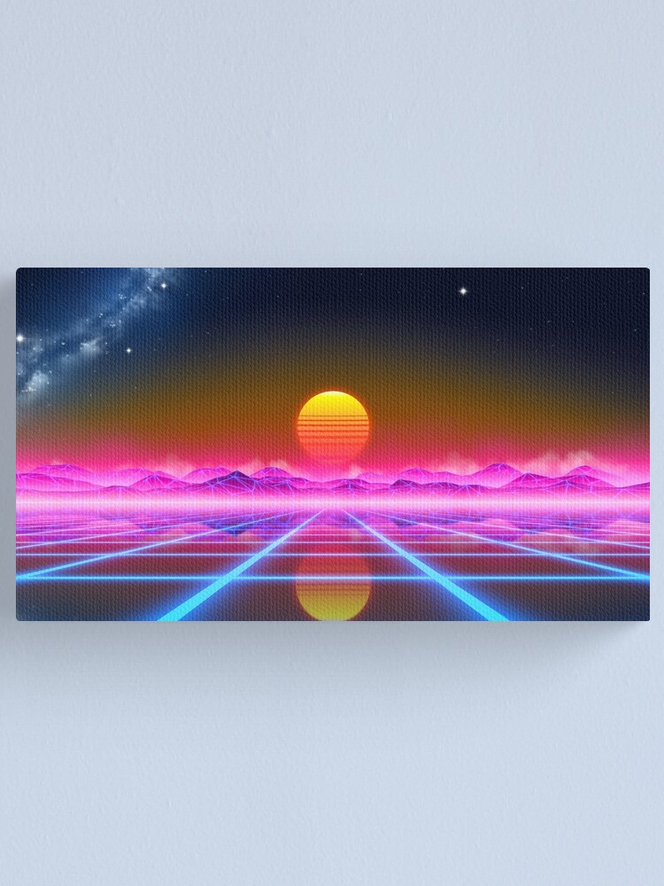 Alternate view of Synthwave landscape Canvas Print