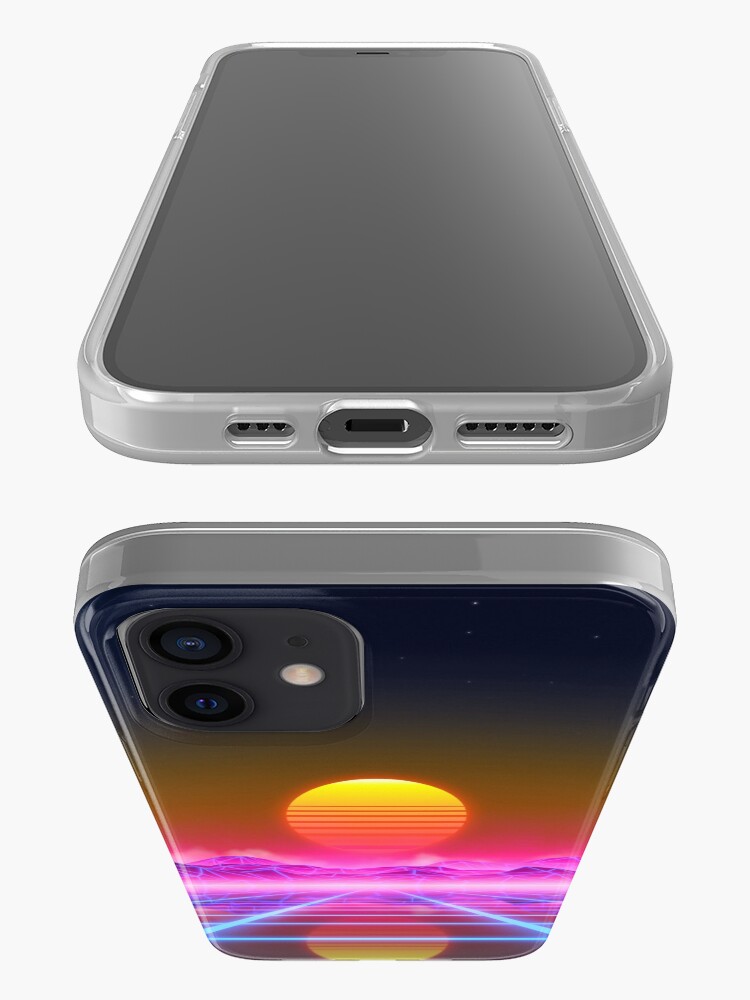 Alternate view of Synthwave landscape iPhone Case