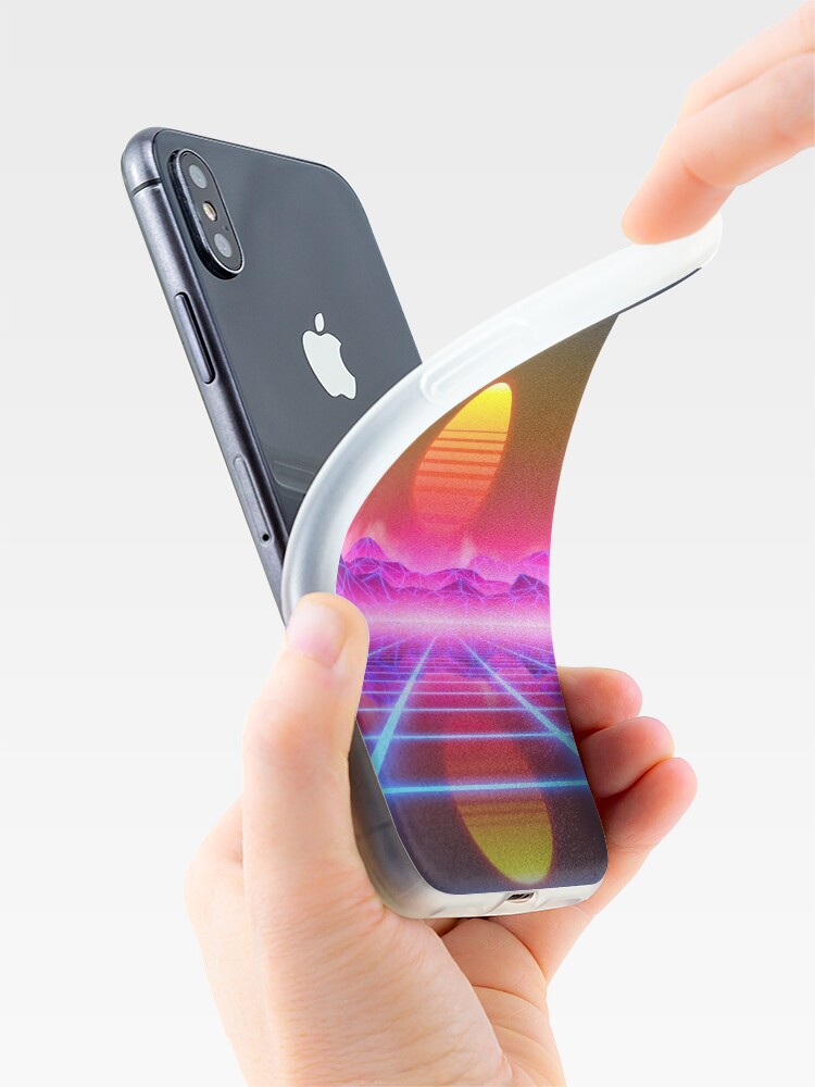 Alternate view of Synthwave landscape iPhone Case