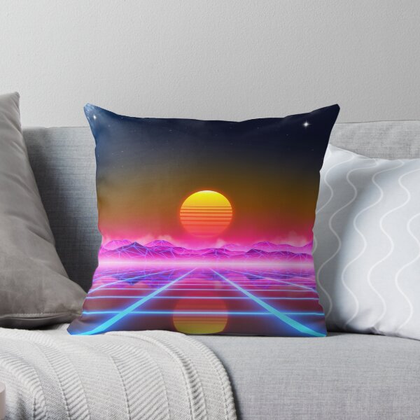 Synthwave landscape Throw Pillow