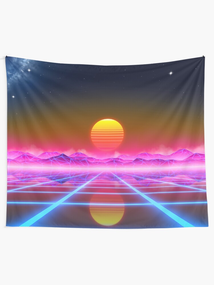 Alternate view of Synthwave landscape Tapestry