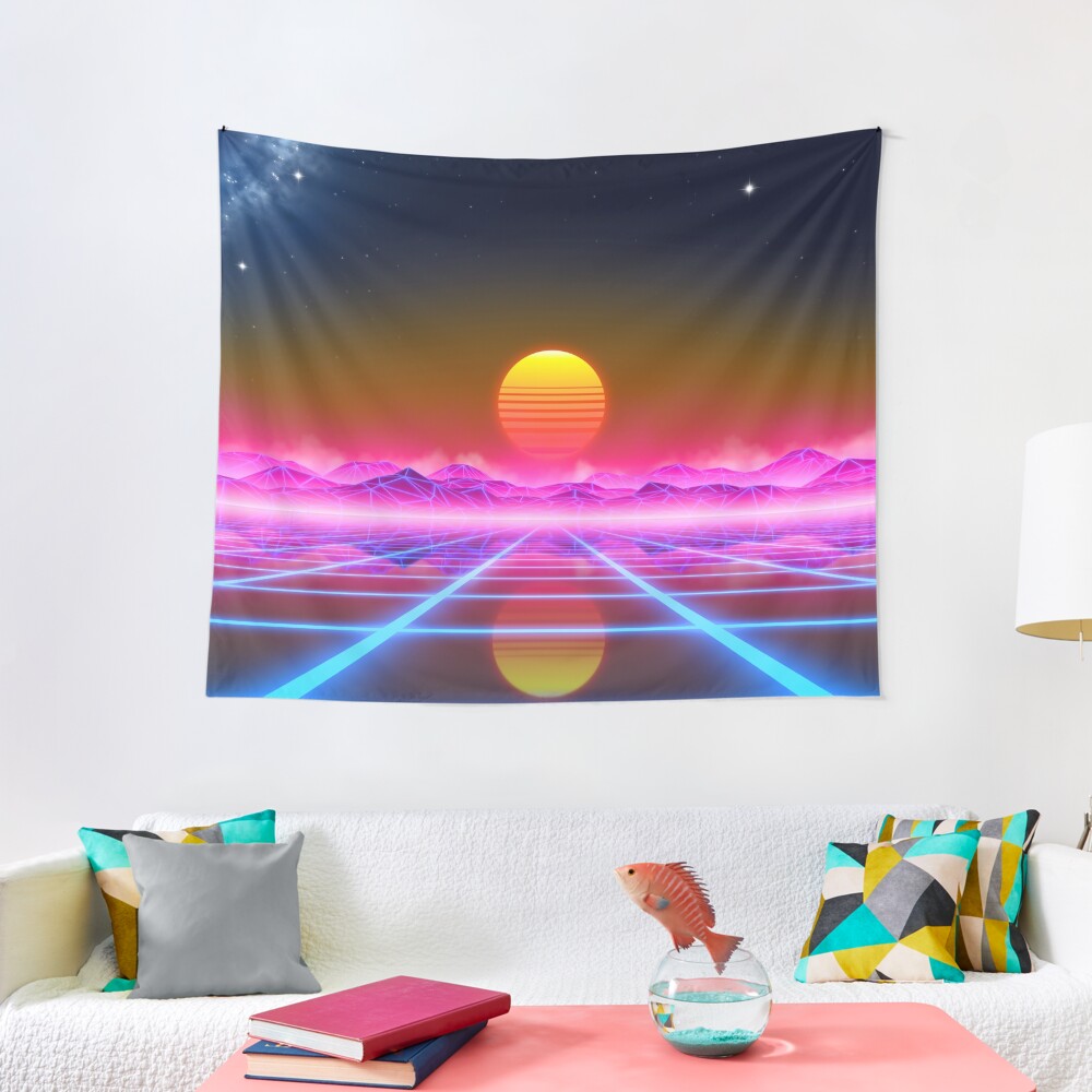 Synthwave landscape Tapestry