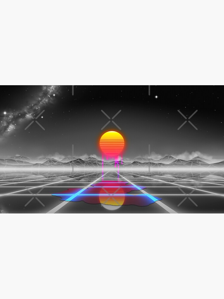 Dripping colored sun in a synthwave landscape by GaiaDC
