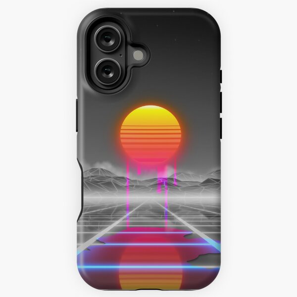 Item preview, Dripping colored sun in a synthwave landscape designed and sold by Gaia Dream Creation.